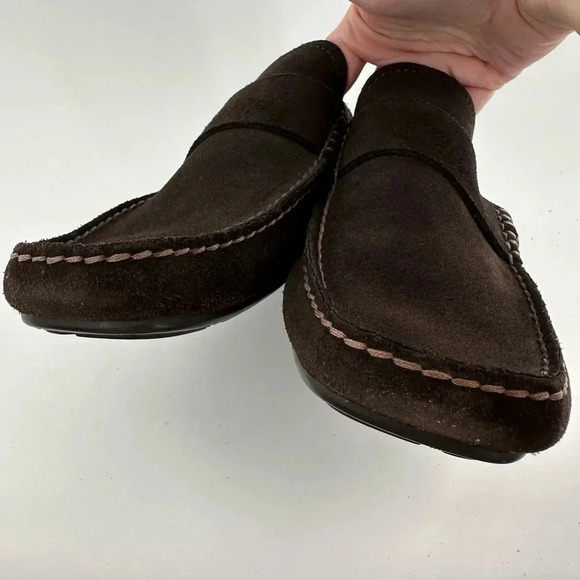 Banana Republic mens flats 9 chocolate brown suede square toe driving loafers - Picture 9 of 10